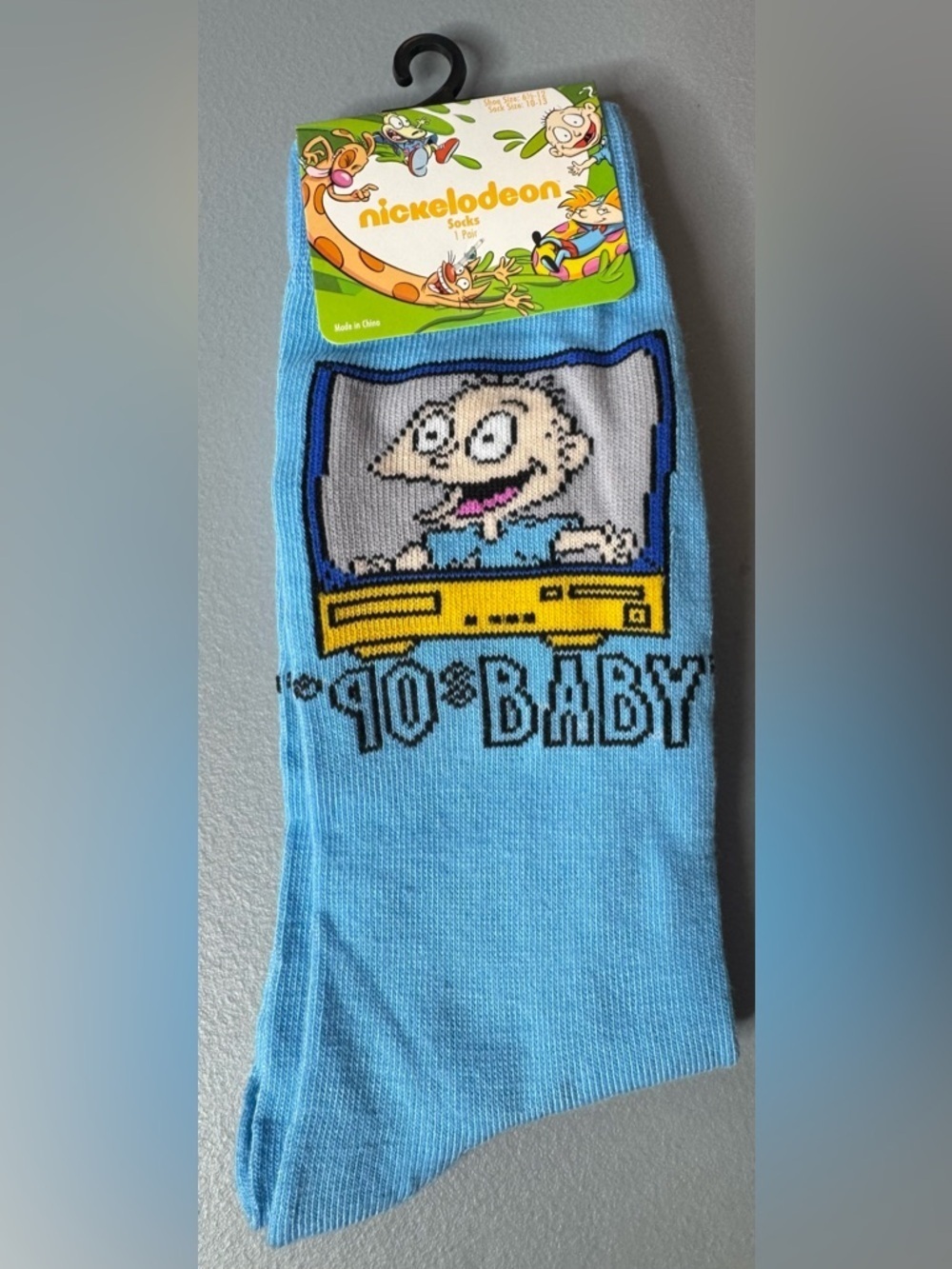 Nickelodeon rugrats Blue Tommy Pickles Crew Socks 90’s baby nostalgia unisex